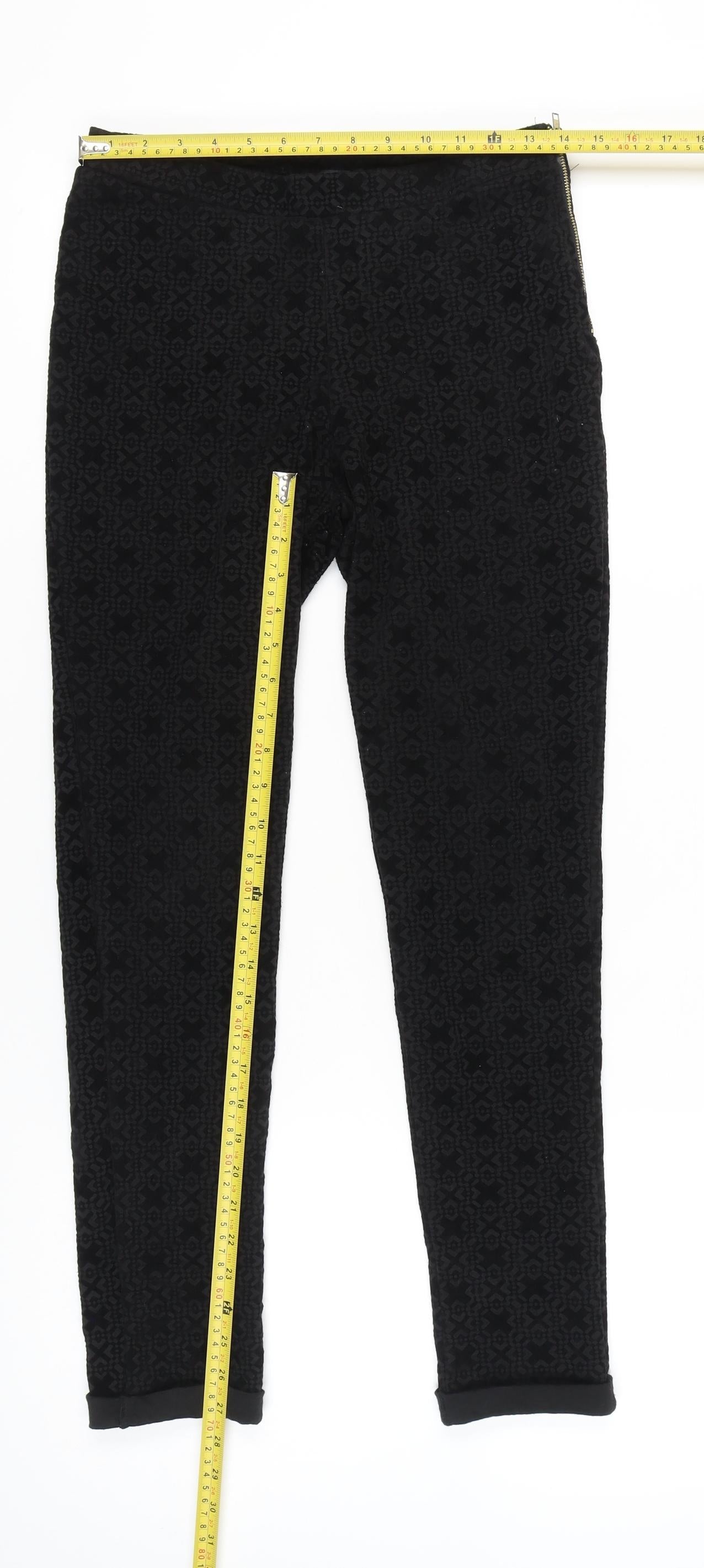 Barkins Women’s Black Geometric Slim Trousers Size M Autumn Winter