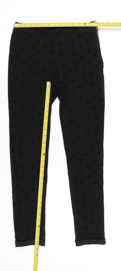 Barkins Women’s Black Geometric Slim Trousers Size M Autumn Winter