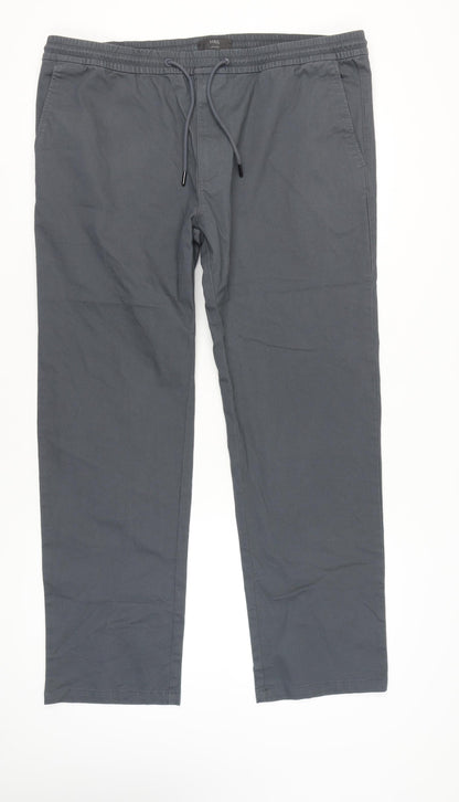 Marks and Spencer Men’s Grey 42in Waist Straight Cotton Trousers