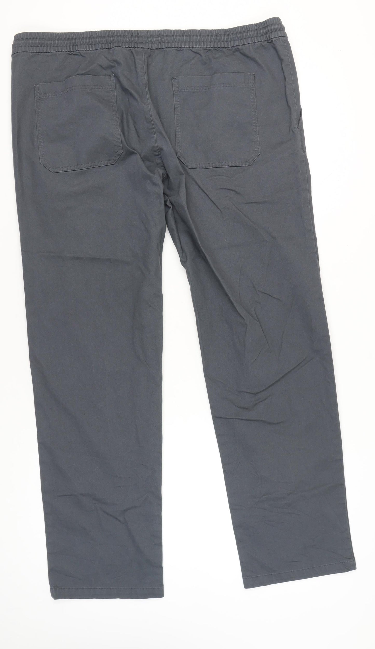 Marks and Spencer Men’s Grey 42in Waist Straight Cotton Trousers