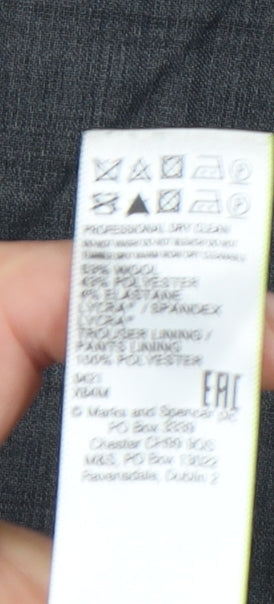 Marks and Spencer Men's Grey Check Slim Fit Wool Blend Dress Trousers 32W 31L