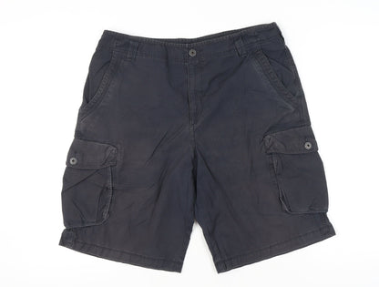 Marks and Spencer Men's Black 36 Cargo Shorts 100% Cotton Summer