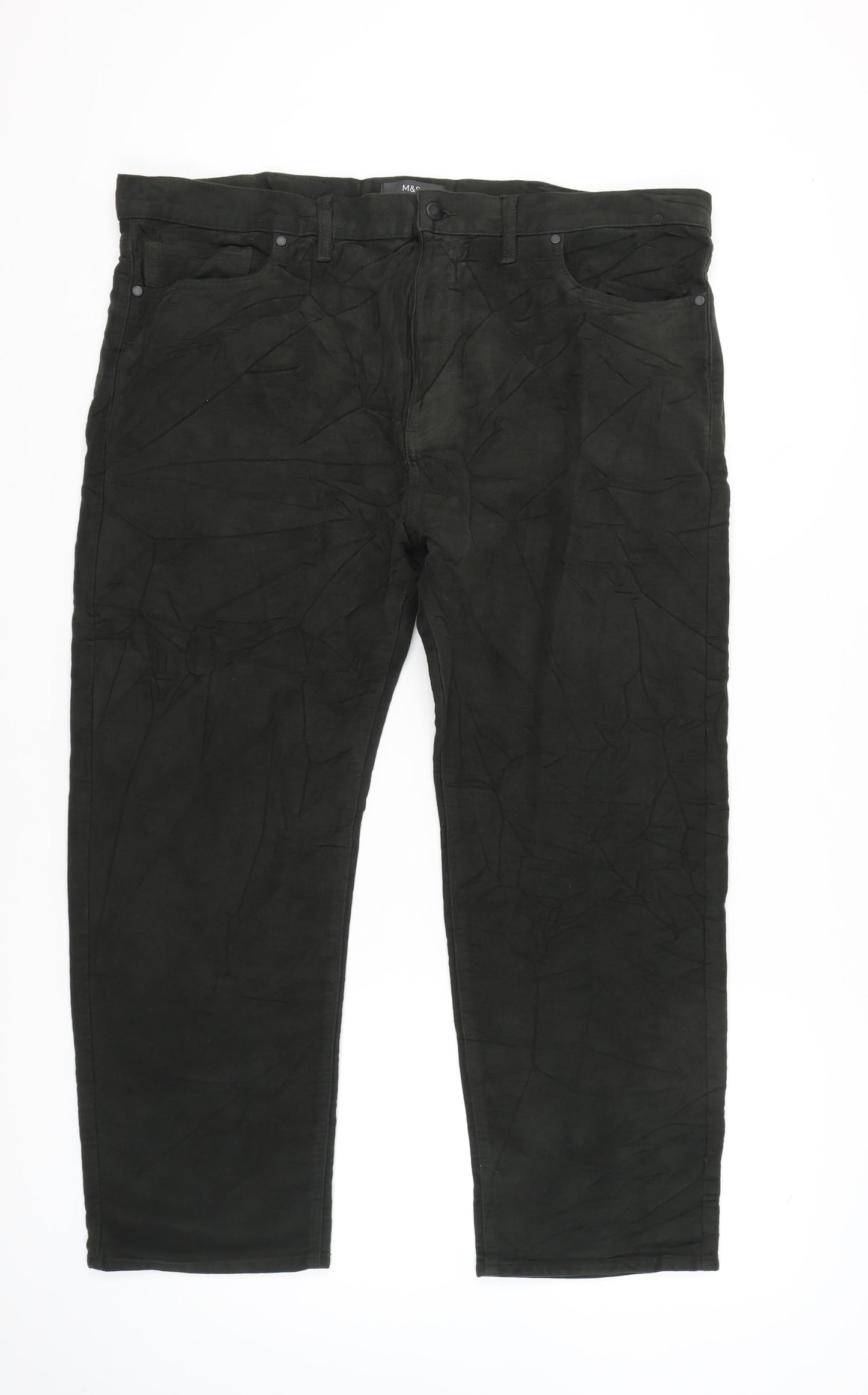 Marks and Spencer Men’s Black Cotton Straight Leg Trousers 42W 29L