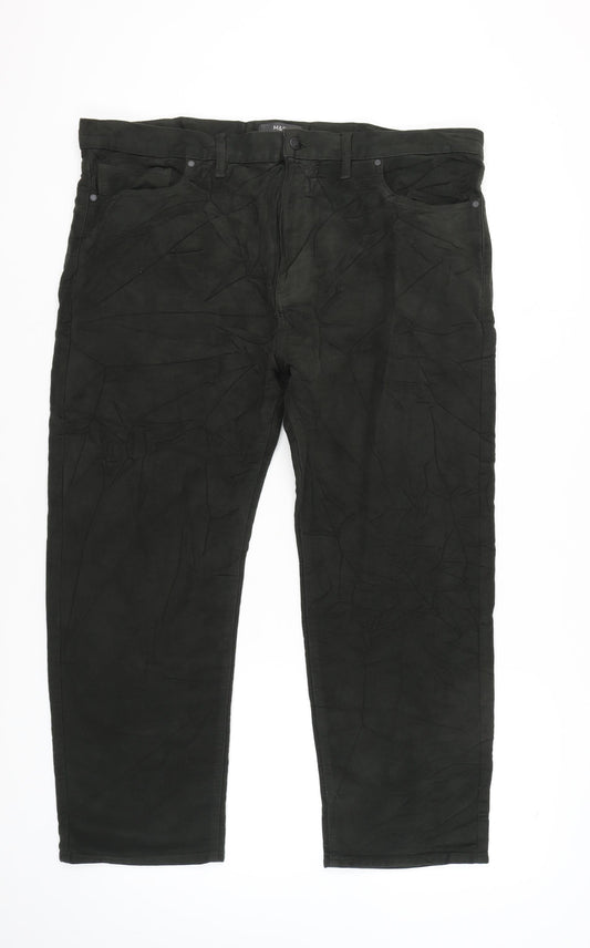Marks and Spencer Men’s Black Cotton Straight Leg Trousers 42W 29L