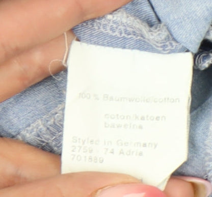 Womens UK Size 14 Gray & Osbourn Blue Tunic Button-Up
