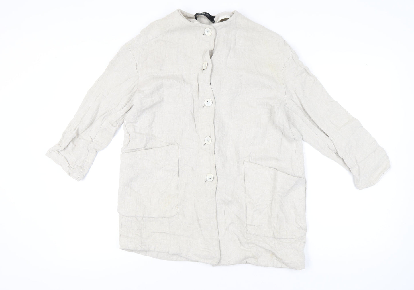 Womens UK Size 8 Zara Basic Beige Overcoat