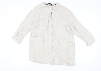 Womens UK Size 8 Zara Basic Beige Overcoat