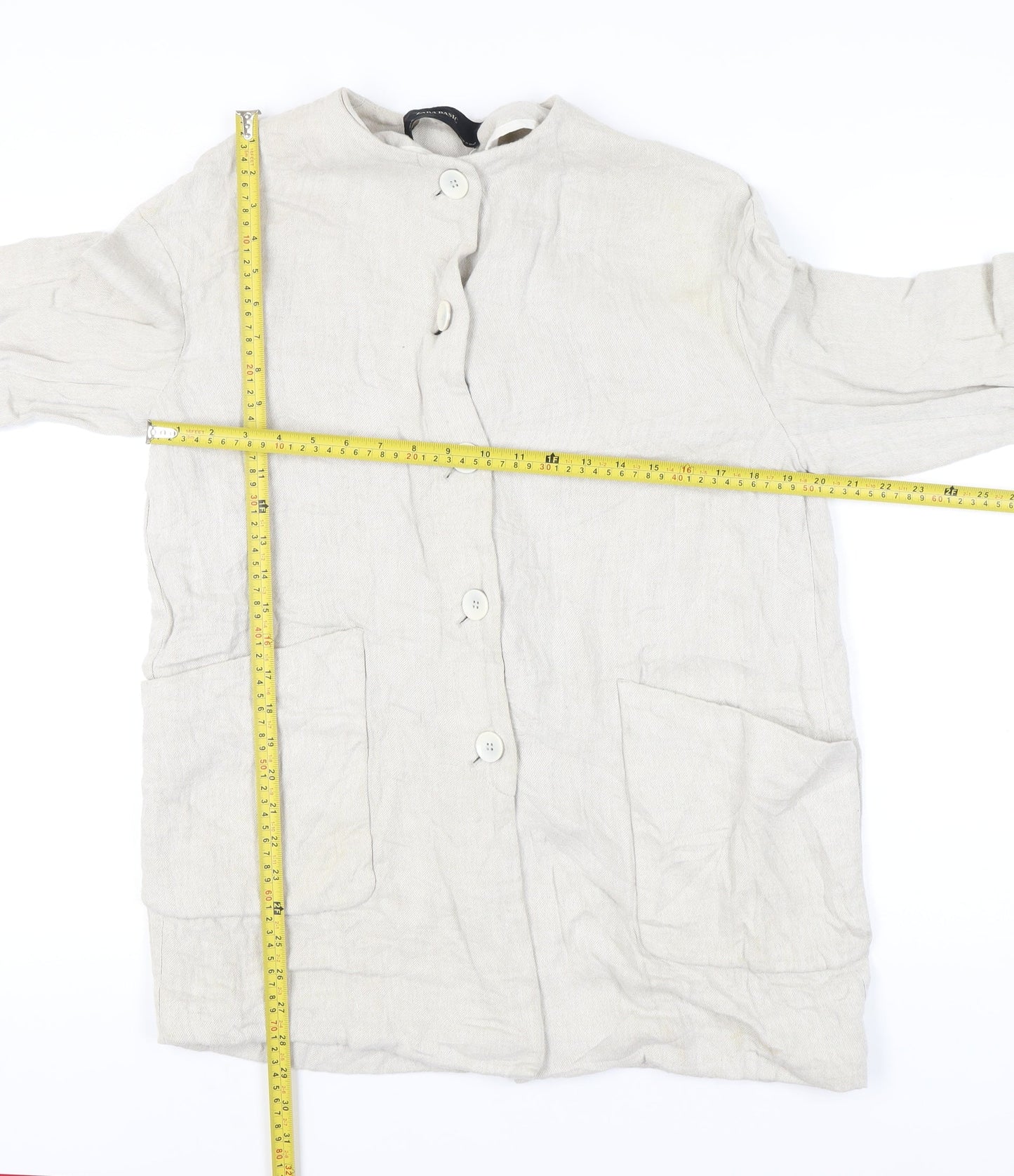 Womens UK Size 8 Zara Basic Beige Overcoat