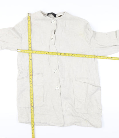 Womens UK Size 8 Zara Basic Beige Overcoat