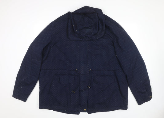 Dickins & Jones Women’s Blue Polka Dot Parka Jacket Size 24 Plus