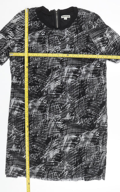 Whistles Women’s Black Geometric Shift Dress Size 12 Knee Length