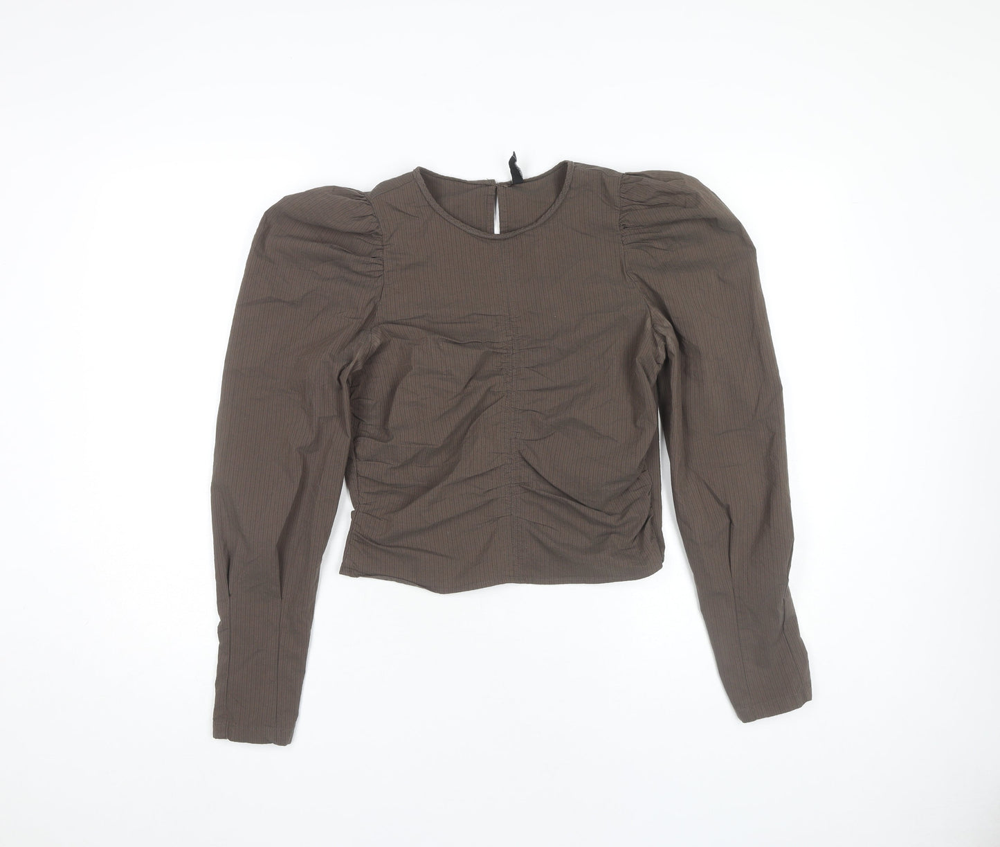 Womens UK Size XS Pieces Brown Basic Blouse