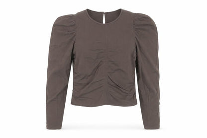 Womens UK Size XS Pieces Brown Basic Blouse