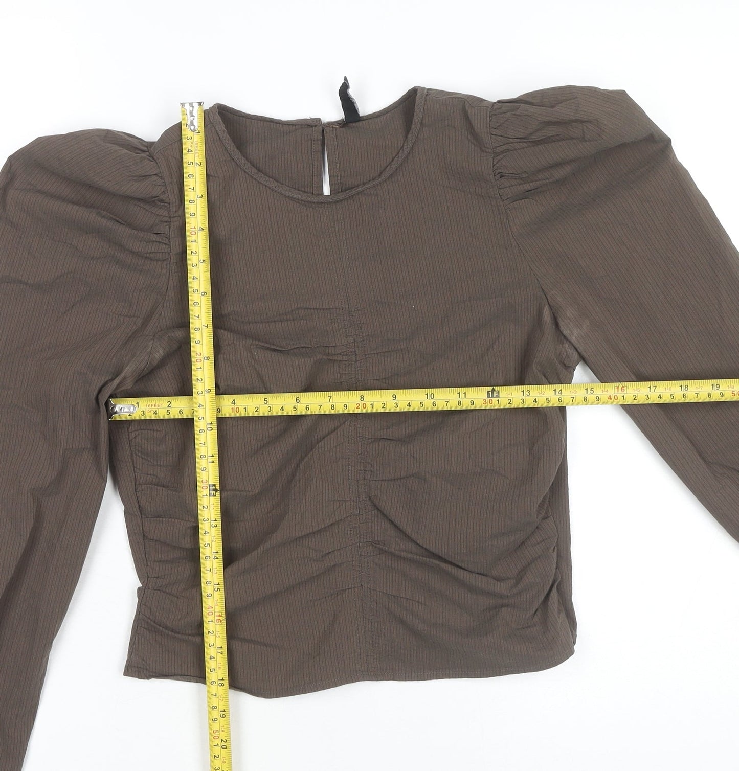 Womens UK Size XS Pieces Brown Basic Blouse