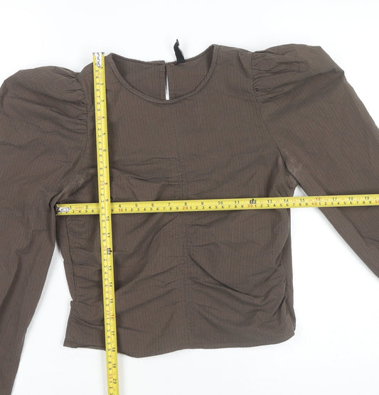 Womens UK Size XS Pieces Brown Basic Blouse