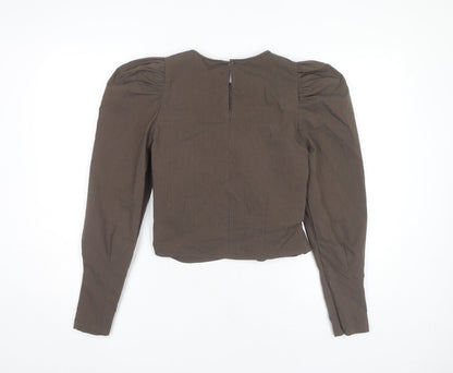 Womens UK Size XS Pieces Brown Basic Blouse