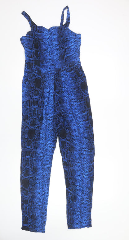 Dorothy Perkins Women’s Blue Animal Print Jumpsuit UK 6 Sleeveless