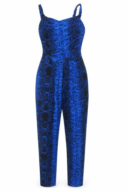 Dorothy Perkins Women’s Blue Animal Print Jumpsuit UK 6 Sleeveless