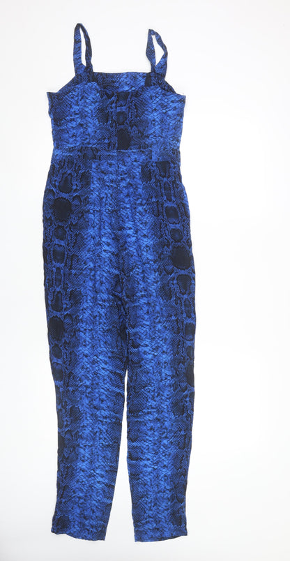 Dorothy Perkins Women’s Blue Animal Print Jumpsuit UK 6 Sleeveless