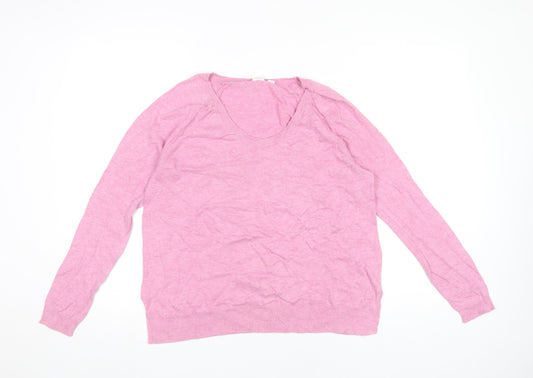 GAP Women's Pink Cotton Scoop Neck Long Sleeve Pullover Jumper Size S
