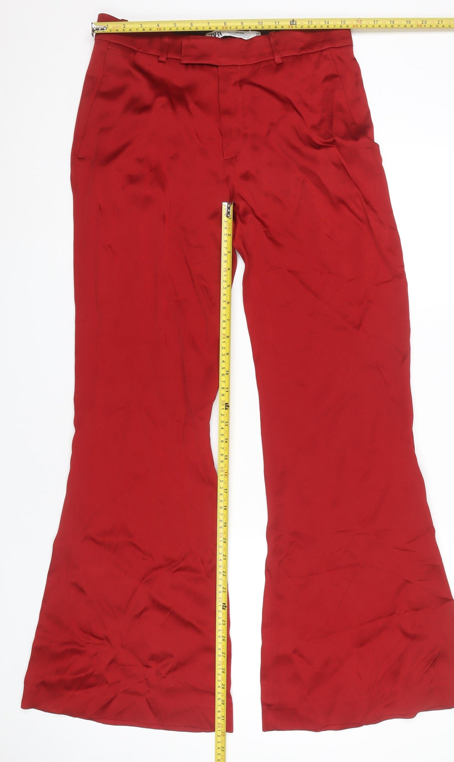 Womens UK Size 12 Zara Regular Fit Formal Red Trousers