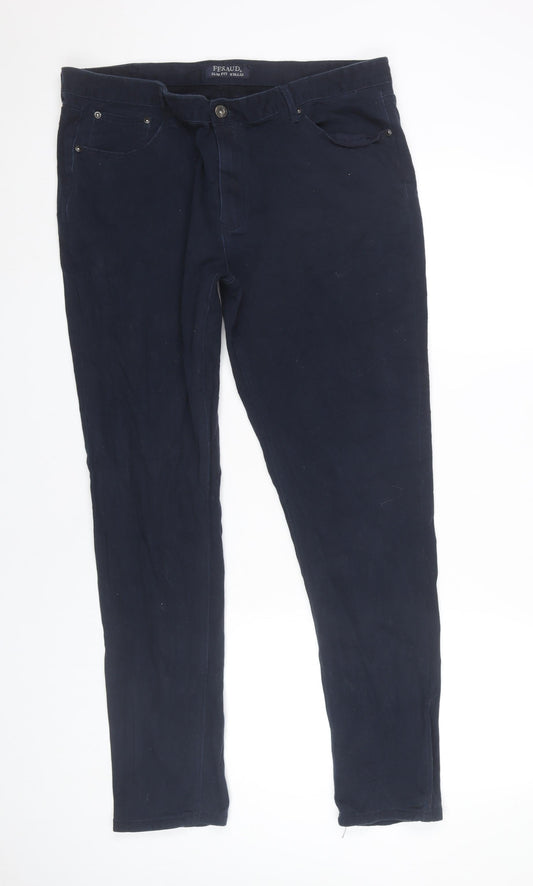 Feraud Men’s Blue Slim Fit Trousers W38 L32 Straight Leg Casual