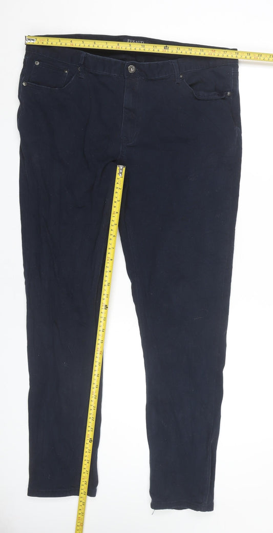 Feraud Men’s Blue Slim Fit Trousers W38 L32 Straight Leg Casual