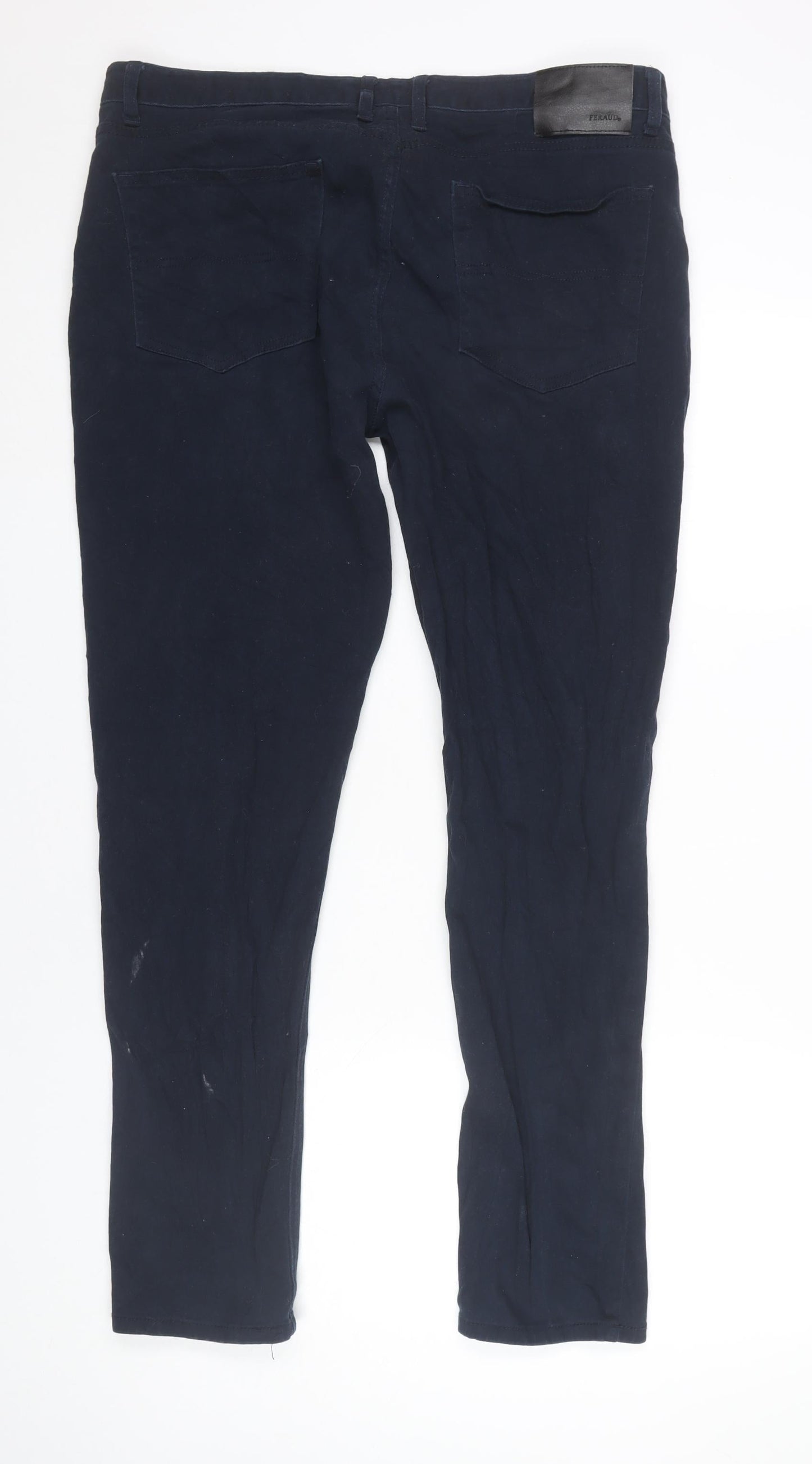 Feraud Men’s Blue Slim Fit Trousers W38 L32 Straight Leg Casual