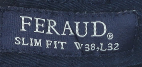 Feraud Men’s Blue Slim Fit Trousers W38 L32 Straight Leg Casual