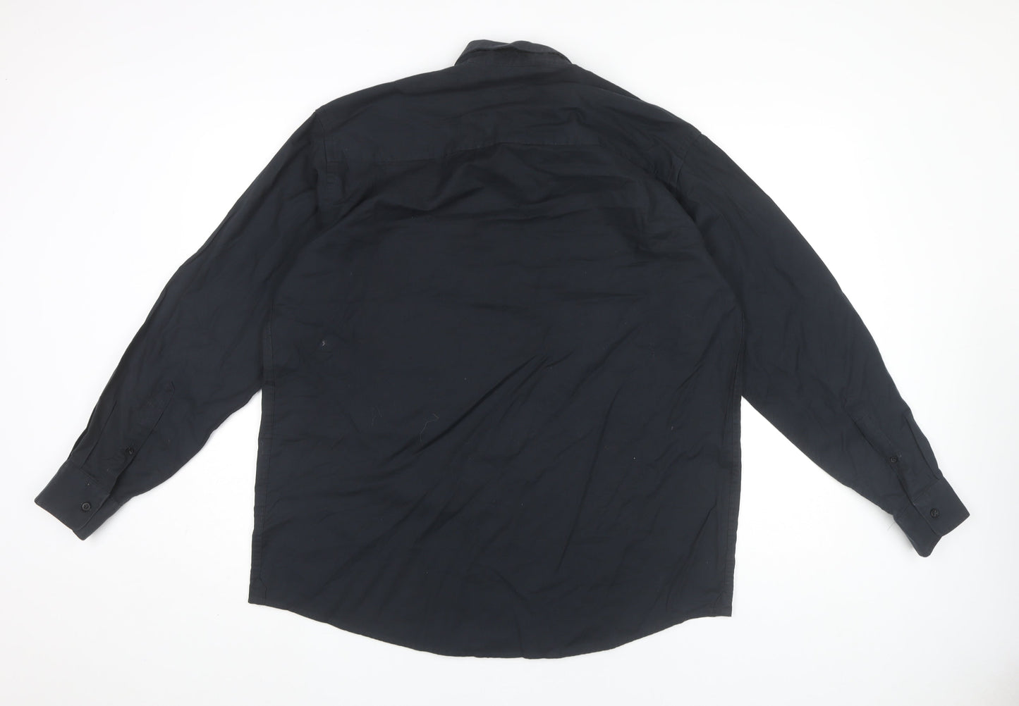 B&C Collection Men's Black Oxford Dress Shirt L Regular Fit Long Sleeve