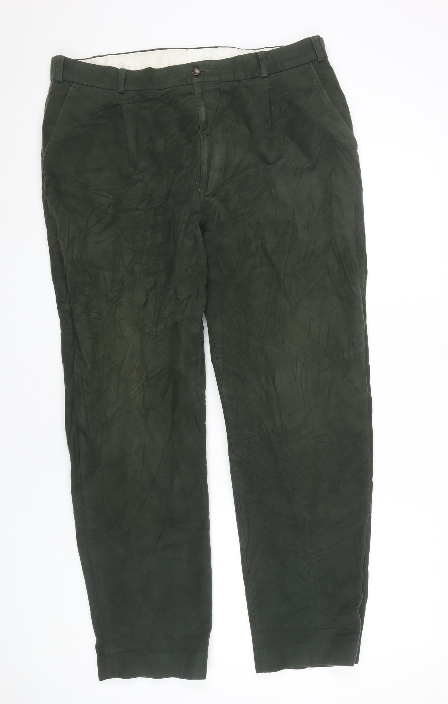 Mens UK Size 38R Conqueror Regular Fit Chino Green Trousers