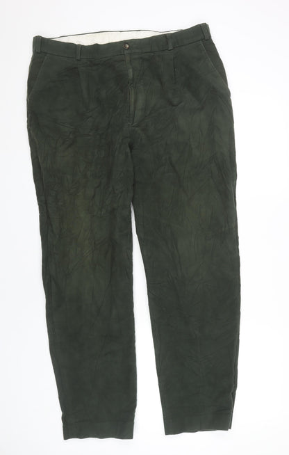 Mens UK Size 38R Conqueror Regular Fit Chino Green Trousers