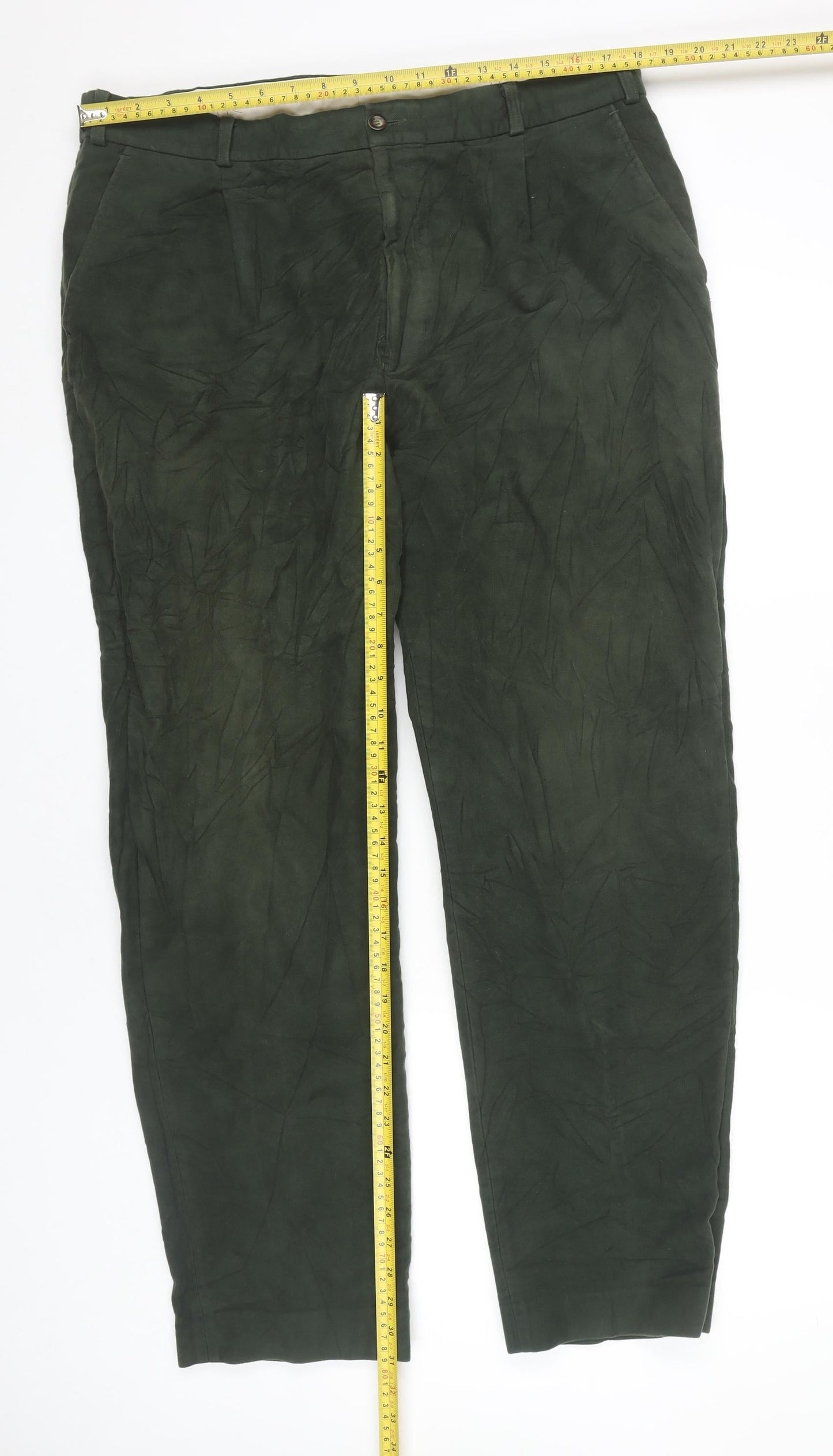 Mens UK Size 38R Conqueror Regular Fit Chino Green Trousers