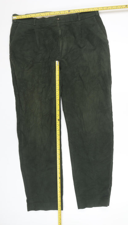 Mens UK Size 38R Conqueror Regular Fit Chino Green Trousers