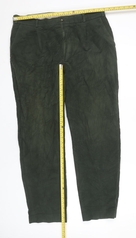 Mens UK Size 38R Conqueror Regular Fit Chino Green Trousers