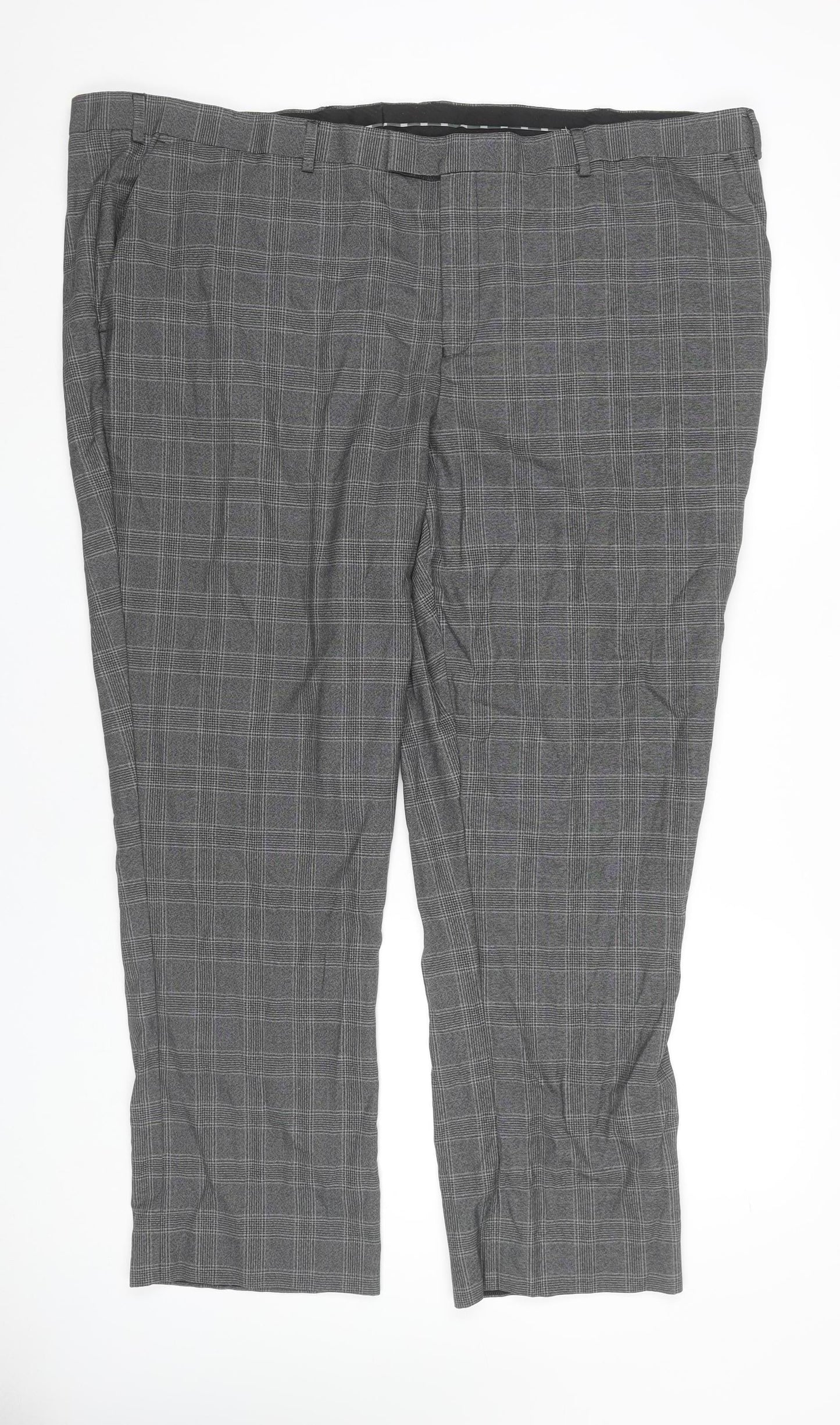Jacamo Men's Grey Check Dress Trousers Size 50 Straight Leg Big & Tall