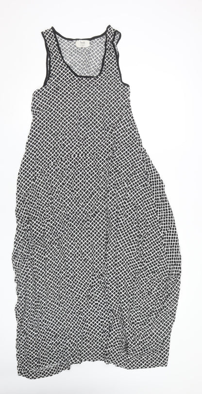 Hush Women’s Black Geometric Long Tank Dress Size S Sleeveless Summer