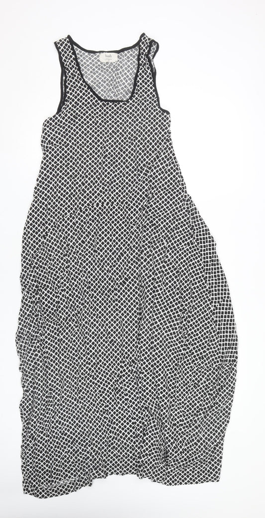 Hush Women’s Black Geometric Long Tank Dress Size S Sleeveless Summer