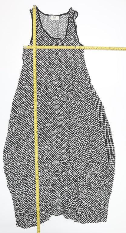 Hush Women’s Black Geometric Long Tank Dress Size S Sleeveless Summer