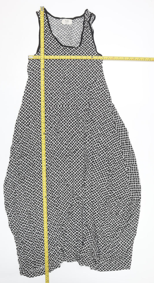 Hush Women’s Black Geometric Long Tank Dress Size S Sleeveless Summer