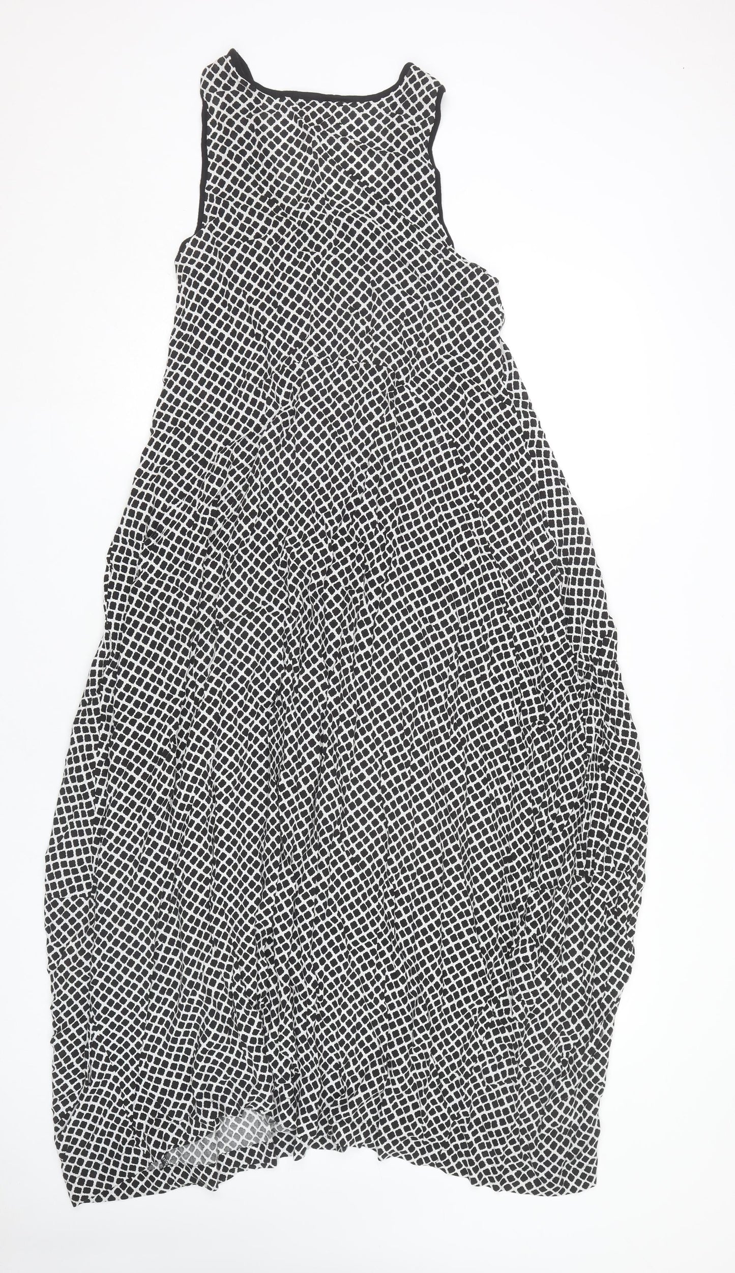 Hush Women’s Black Geometric Long Tank Dress Size S Sleeveless Summer