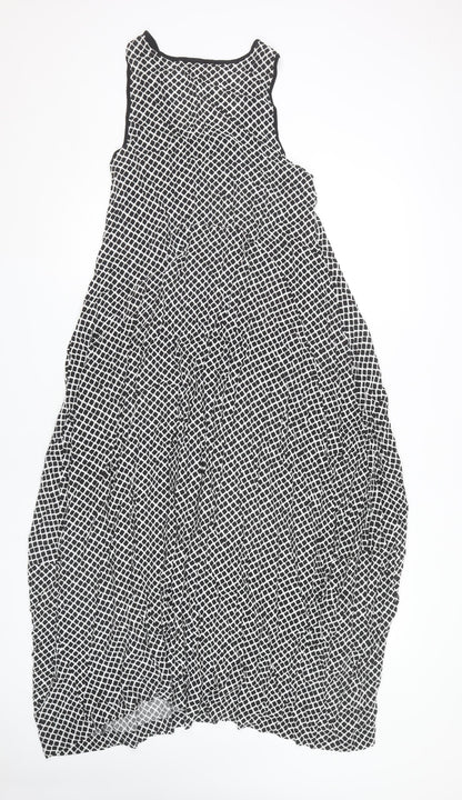 Hush Women’s Black Geometric Long Tank Dress Size S Sleeveless Summer