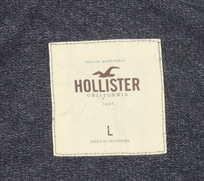 Hollister Women Blue L Pullover Sweatshirt Beaded Crew Neck Long Sleeve