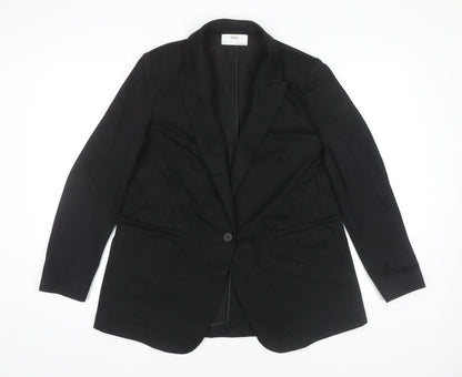 Marks and Spencer Womens Black Blazer Size 14 Single-Breasted One-Button
