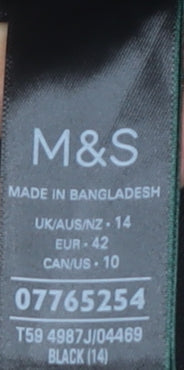 Marks and Spencer Womens Black Blazer Size 14 Single-Breasted One-Button