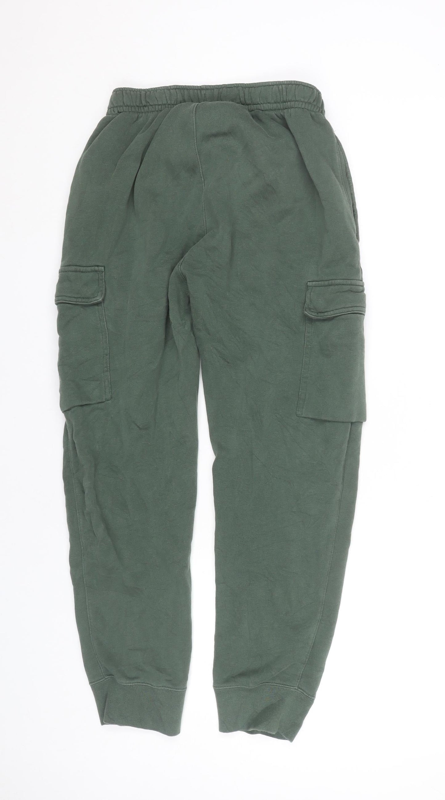Nike Men Green S Cargo Tapered Trousers Elastic Waist Pockets