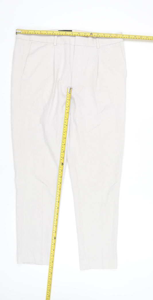 ASOS DESIGN Men's Beige Slim Tapered Pleated Trousers 34W 32L