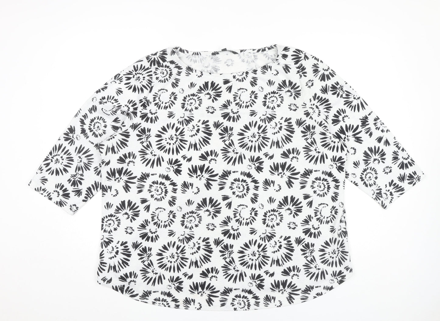 Bonmarché Women’s Black Floral 3/4 Sleeve Polyester T-Shirt Size 22