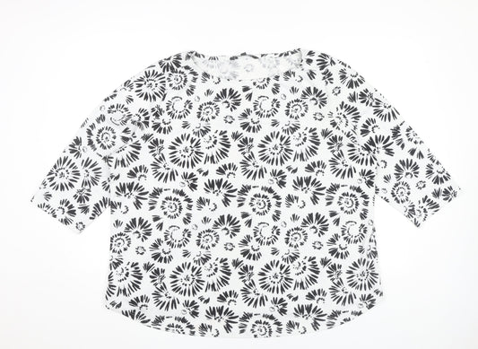 Bonmarché Women’s Black Floral 3/4 Sleeve Polyester T-Shirt Size 22