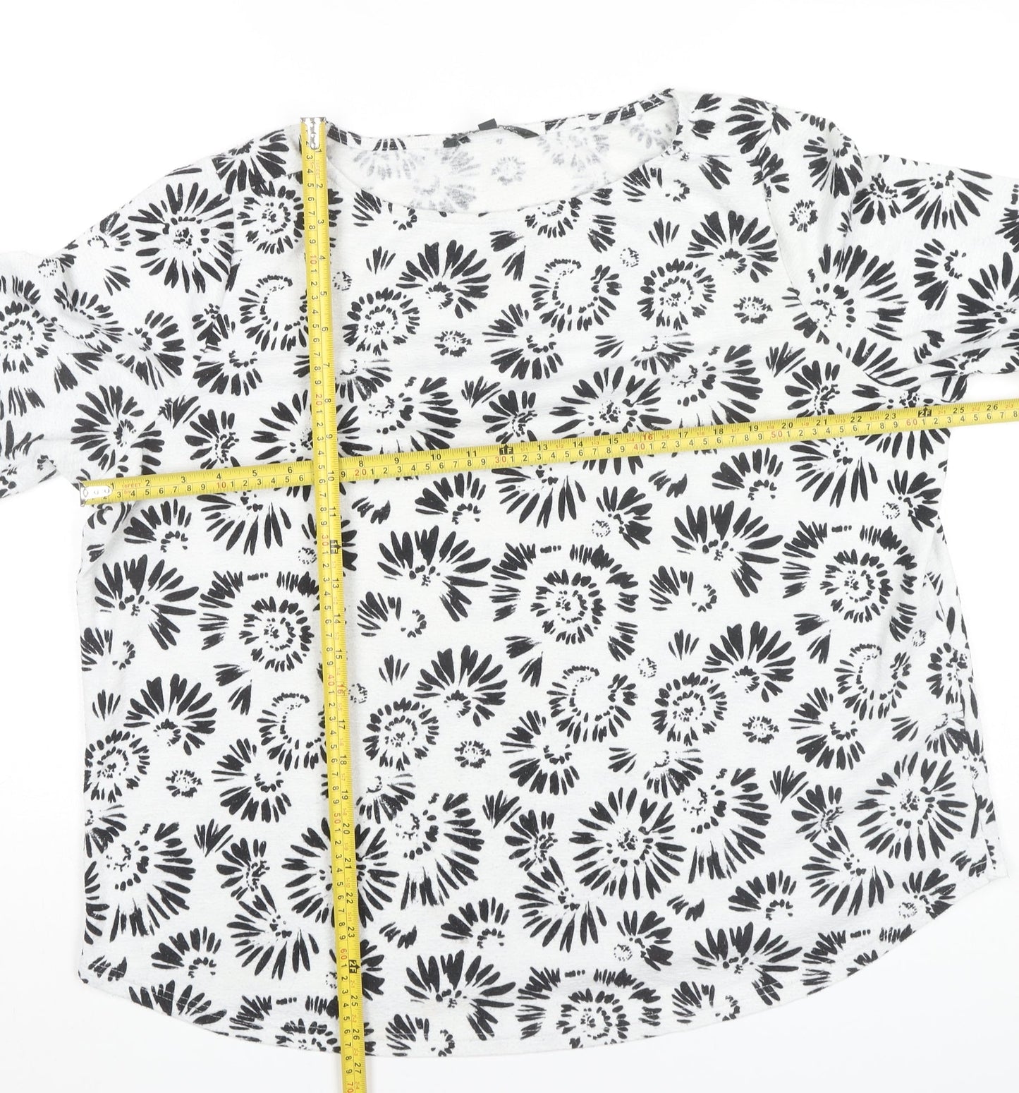 Bonmarché Women’s Black Floral 3/4 Sleeve Polyester T-Shirt Size 22